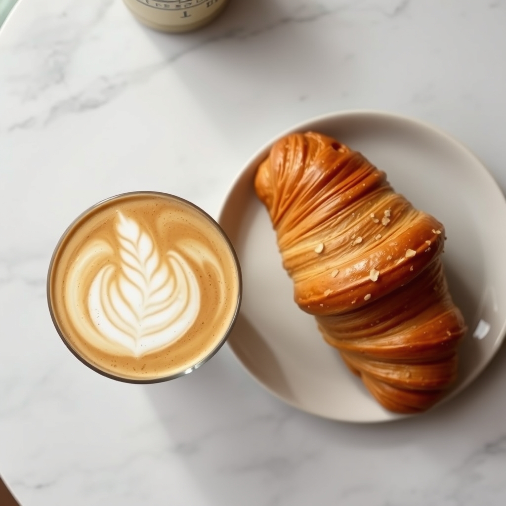 Flat white + almond croissant